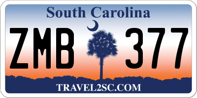 SC license plate ZMB377