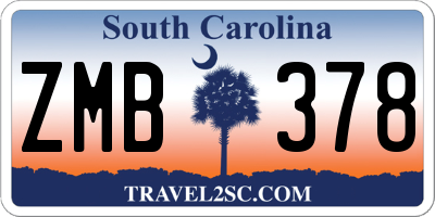 SC license plate ZMB378