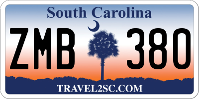 SC license plate ZMB380