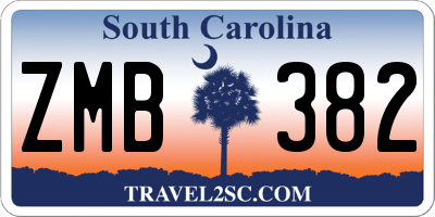 SC license plate ZMB382