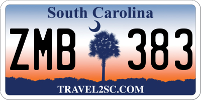 SC license plate ZMB383