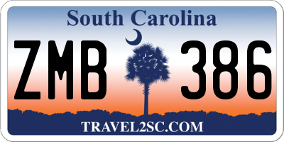 SC license plate ZMB386