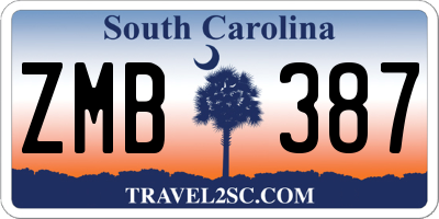 SC license plate ZMB387