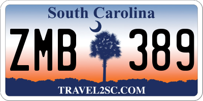 SC license plate ZMB389