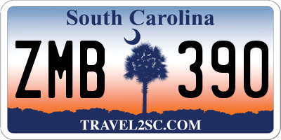 SC license plate ZMB390
