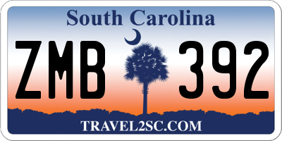SC license plate ZMB392
