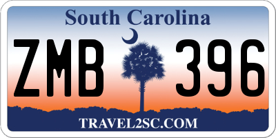 SC license plate ZMB396