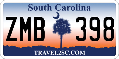 SC license plate ZMB398
