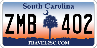 SC license plate ZMB402