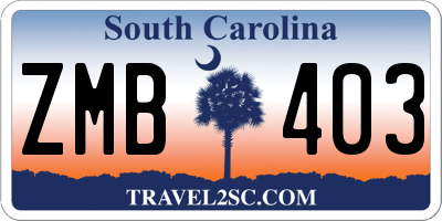 SC license plate ZMB403