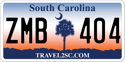 SC license plate ZMB404