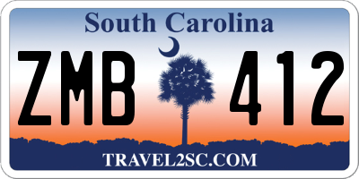 SC license plate ZMB412
