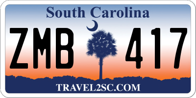 SC license plate ZMB417