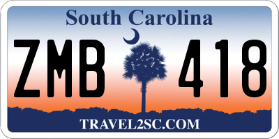 SC license plate ZMB418