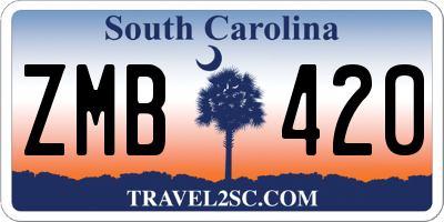 SC license plate ZMB420