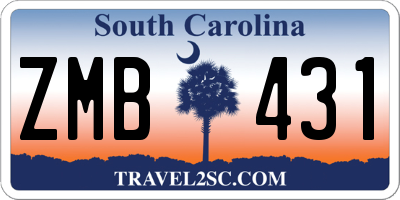 SC license plate ZMB431
