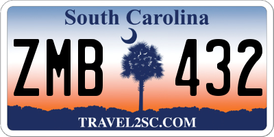 SC license plate ZMB432