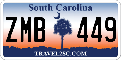 SC license plate ZMB449