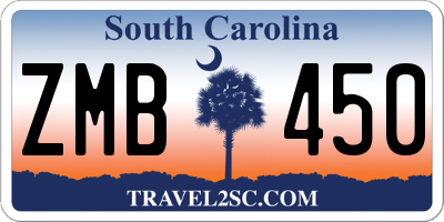 SC license plate ZMB450