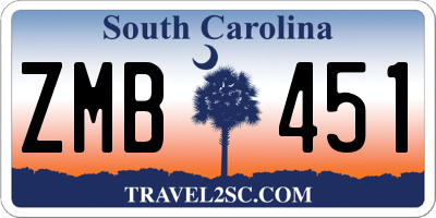 SC license plate ZMB451