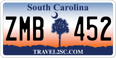 SC license plate ZMB452