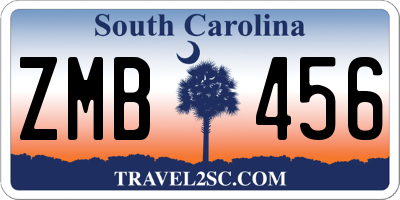 SC license plate ZMB456