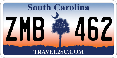 SC license plate ZMB462
