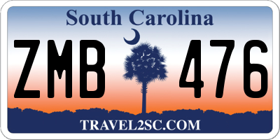 SC license plate ZMB476