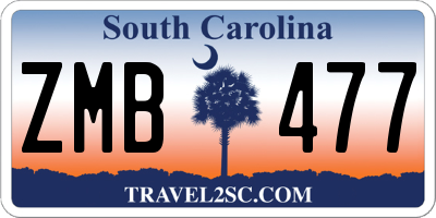 SC license plate ZMB477