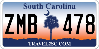 SC license plate ZMB478