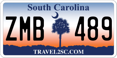 SC license plate ZMB489