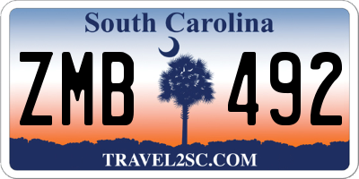 SC license plate ZMB492