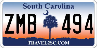 SC license plate ZMB494