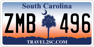 SC license plate ZMB496