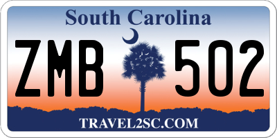 SC license plate ZMB502