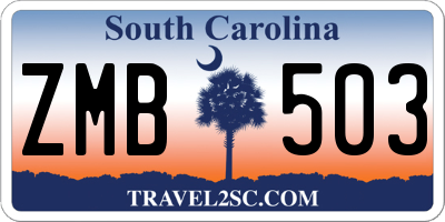 SC license plate ZMB503