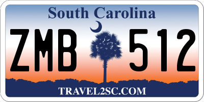 SC license plate ZMB512