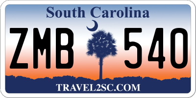 SC license plate ZMB540