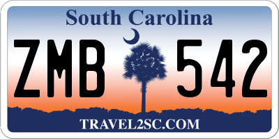 SC license plate ZMB542