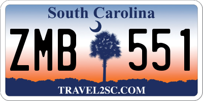 SC license plate ZMB551