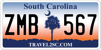 SC license plate ZMB567