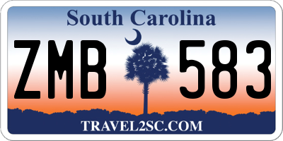 SC license plate ZMB583