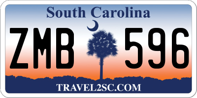 SC license plate ZMB596