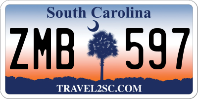 SC license plate ZMB597