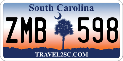 SC license plate ZMB598