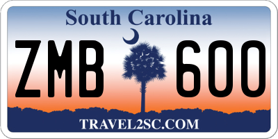 SC license plate ZMB600