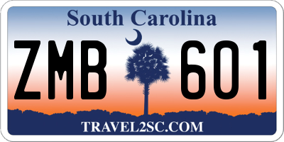 SC license plate ZMB601