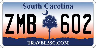 SC license plate ZMB602