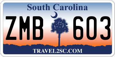 SC license plate ZMB603
