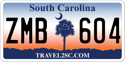 SC license plate ZMB604